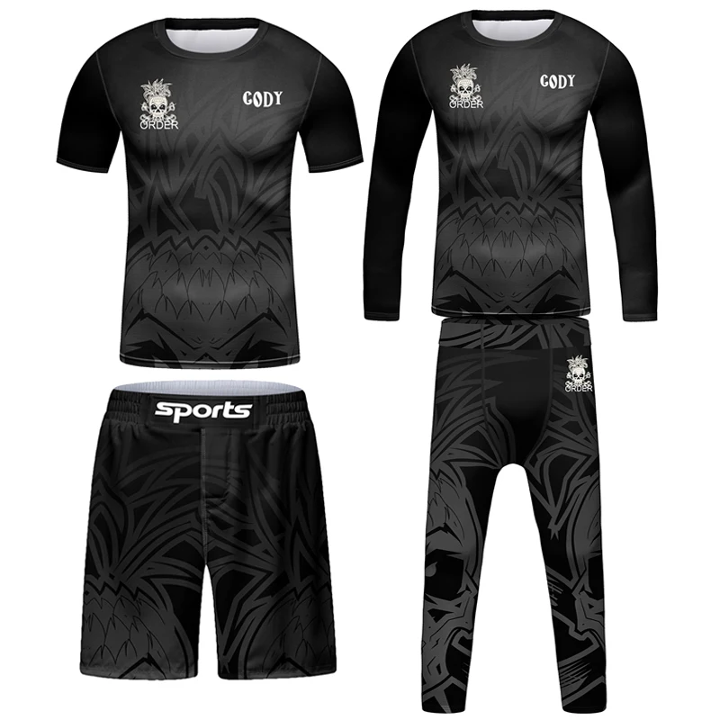 

Jiu jitsu Rashguard MMA T-shirt+Pant+Shorts For Kid Bjj Gi Kickboxing Jerseys Clothes Boys Children Muay Thai Boxing Sportswear