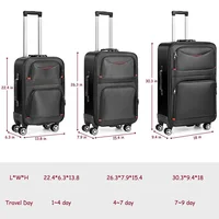 Oxford Fabric Luggage 3 Pcs Suitcase Set with TSA Lock & 360° Silent Wheels, Waterproof Expandable Travel Bag for Business 6