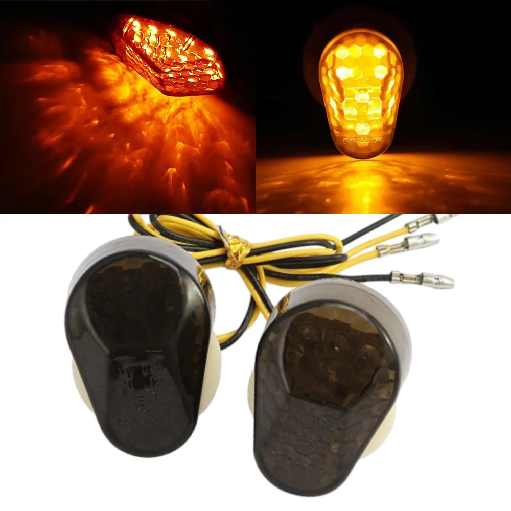 2pcs Motorcycle LED Turn Signal Light Amber Indicators Blinker Lamps for Kawasaki ZX6R ZX7R ZX9R ZX636 ZX12R ZZR600