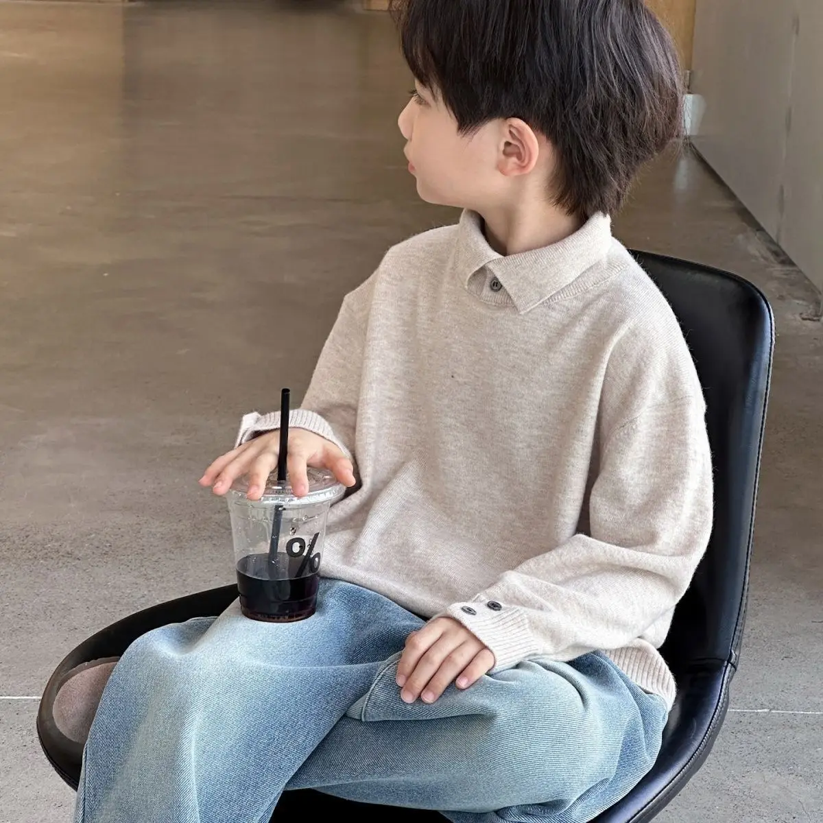 Boys Knitted Sweater Pullover Spring Autumn Winter Korean Style Casual Top Kids Fashion Long Sleeve Shirt