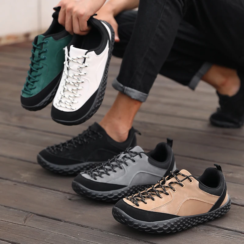 Outdoor Men Casual Sneakers Minimalist Wide Toe Barefoot Shoes Lightweight Zero Soles Walking Hiking Shoes Couple Climbing Shoes