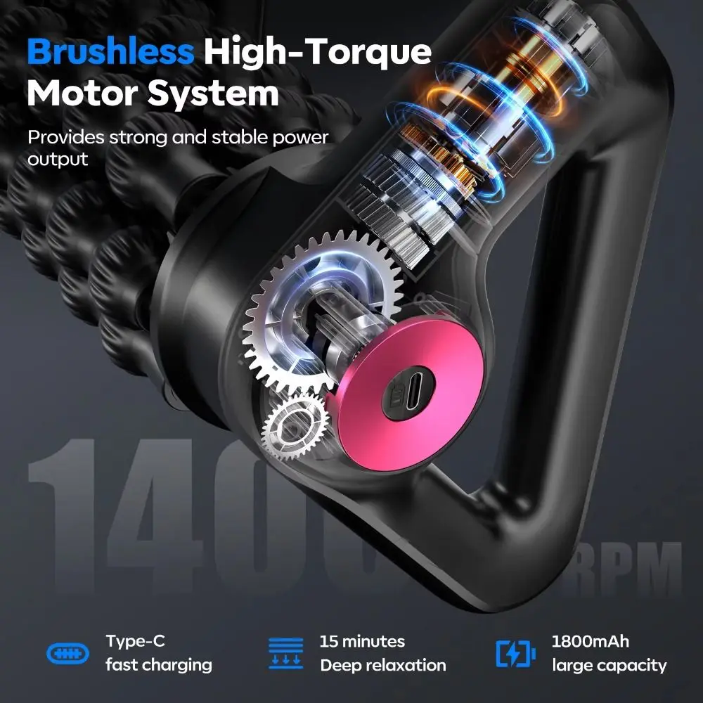 5-Speed Electric Massage Roller Portable Adjustable Speed Rechargeable Massager Low Working Noise Compact Lightweight