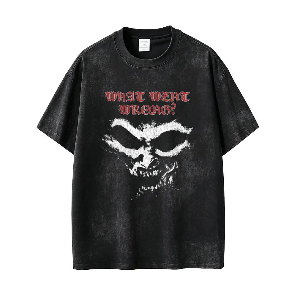 

Washed Vintage Game Postal Dude What Went Wrong Graphic T Shirts Men Women Horror Gothic Rock T-shirt Male Oversized T-shirts