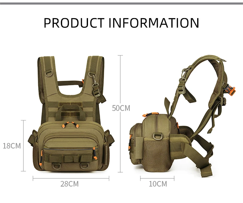 Angeln Locken Vorne Brust Weste Reise Rucksack Camping Wandern Outdoor Radfahren Bergsteigen Ausrüstung Taktische Tackle Tasche für Männer Sac – Detail 1