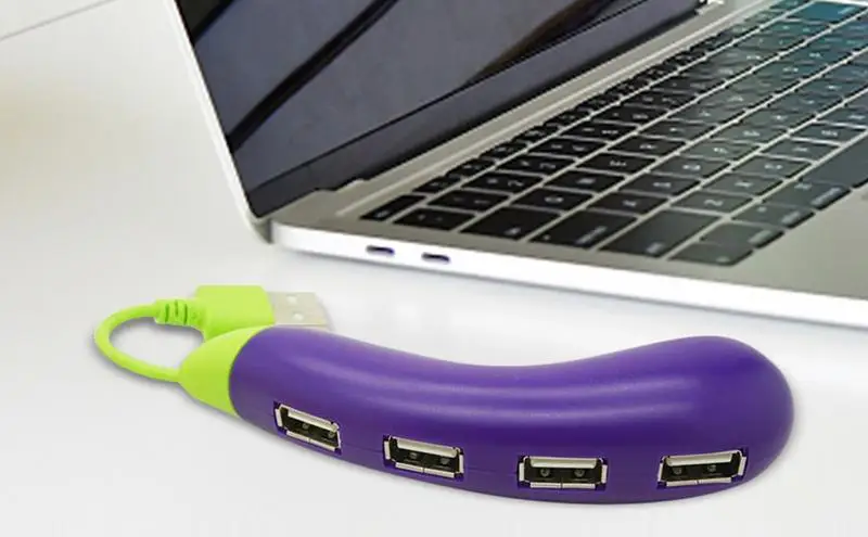 4 Port USB Hub Eggplant-Shaped USB Splitter USB Multiport Adapter Expander Dock Ultra-Slim OTG Adapter For PC Computer Laptop