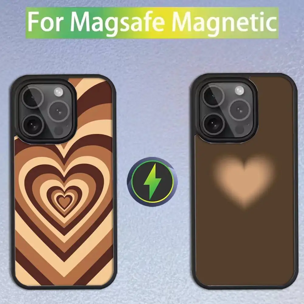

Latte Brown Heart Aesthetic Phone Case For iPhone 17,16,15,14,13,12,11,Pro,Max,Plus,Mini,SE Magsafe Magnetic Wireless Charging