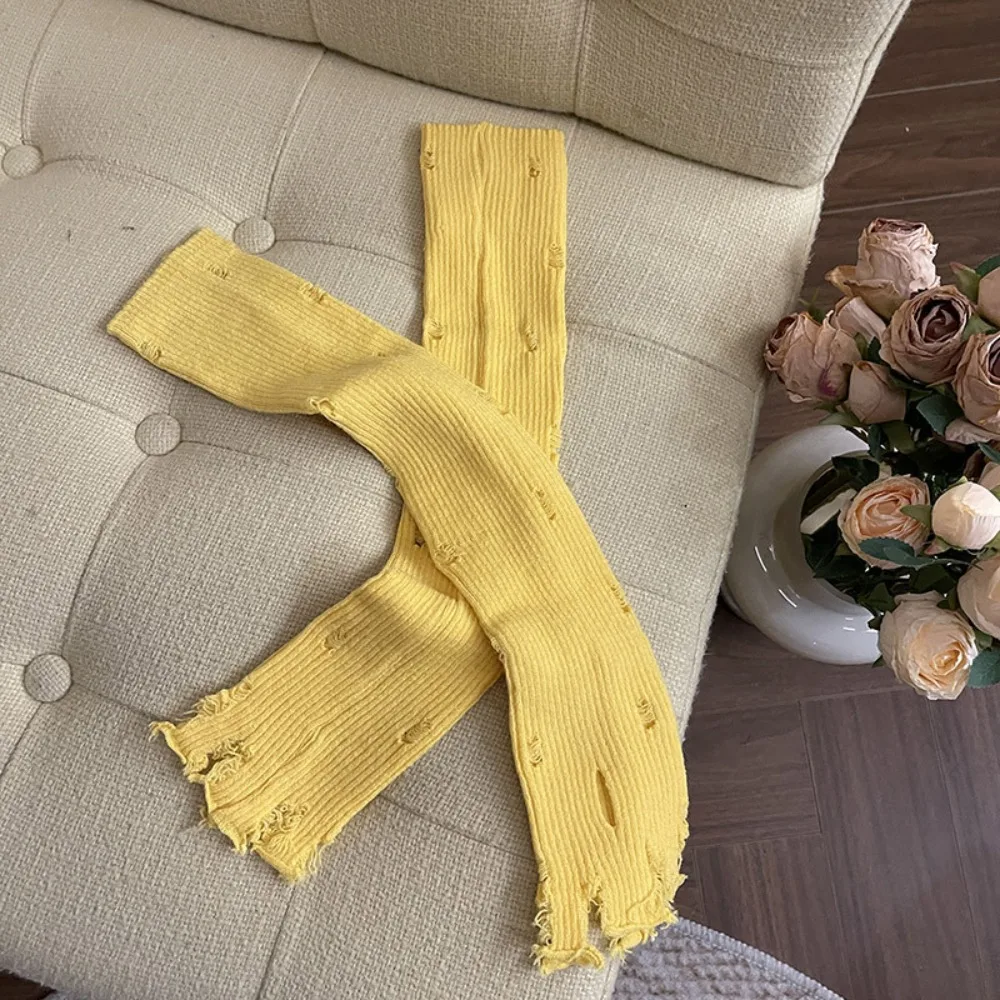 Mode elastische Subkultur Handschuhe Handgelenk Manschetten Punk Y2K fingerlose Oversleeve aushöhlen bunte zerrissene gestrickte Ärmel Lolita
