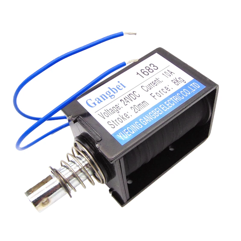 gangbei 1683 Wholesale DC12V 24V 10A Force 8Kg travel 20mm Pull Type Linear Solenoid Electromagnet
