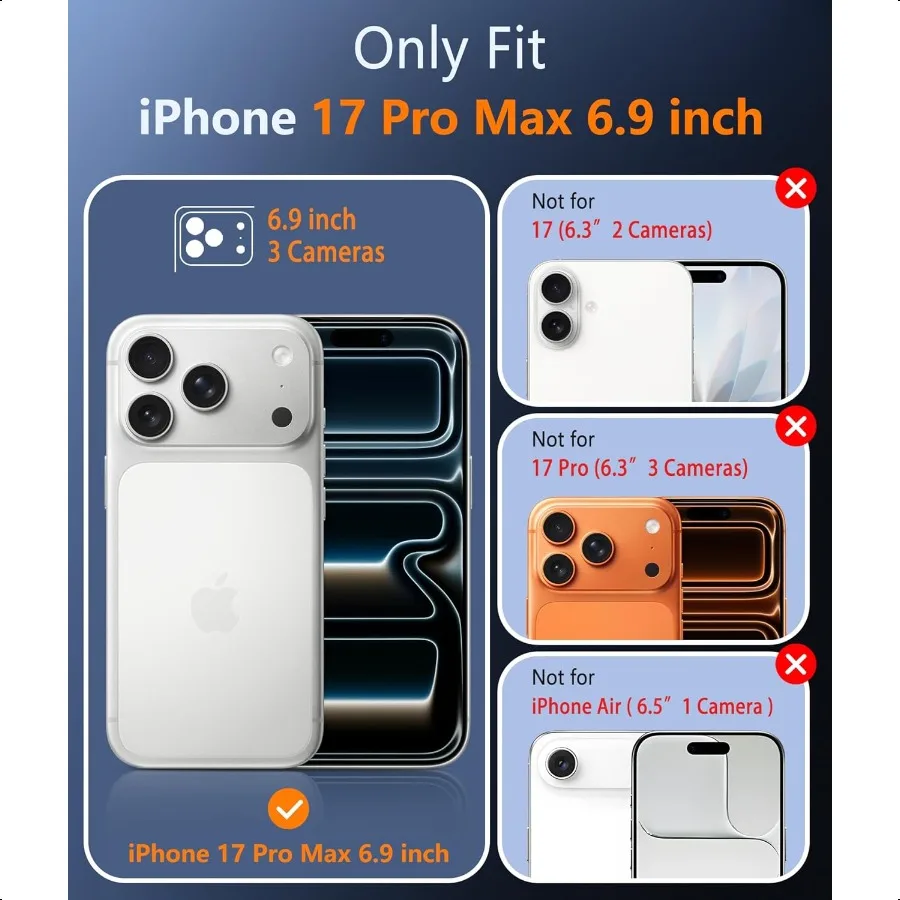 FNTCASE untuk iPhone 17 ProMax Case: Casing Ponsel Transparan Magnetik dengan Pelindung Layar Tipis Perlindungan Jatuh Tingkat Militer R