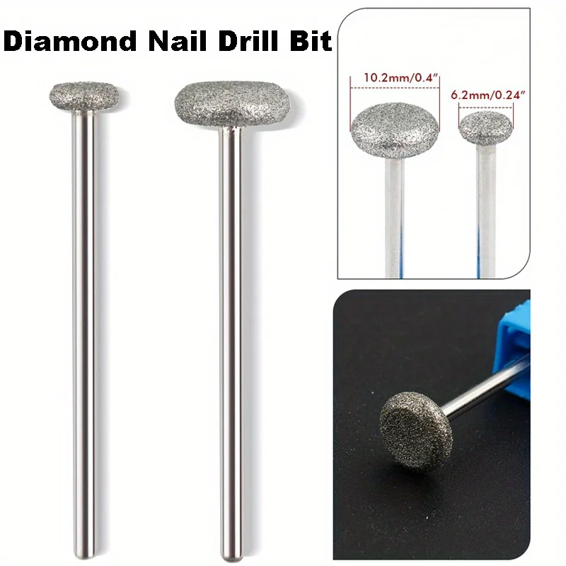 2 Styles Round Flat Diamond Burrs -Diamond Foot Sole Nail Drill Bits for Rotary Tools，Diamon Nail Drill Bit for Grinding Dead