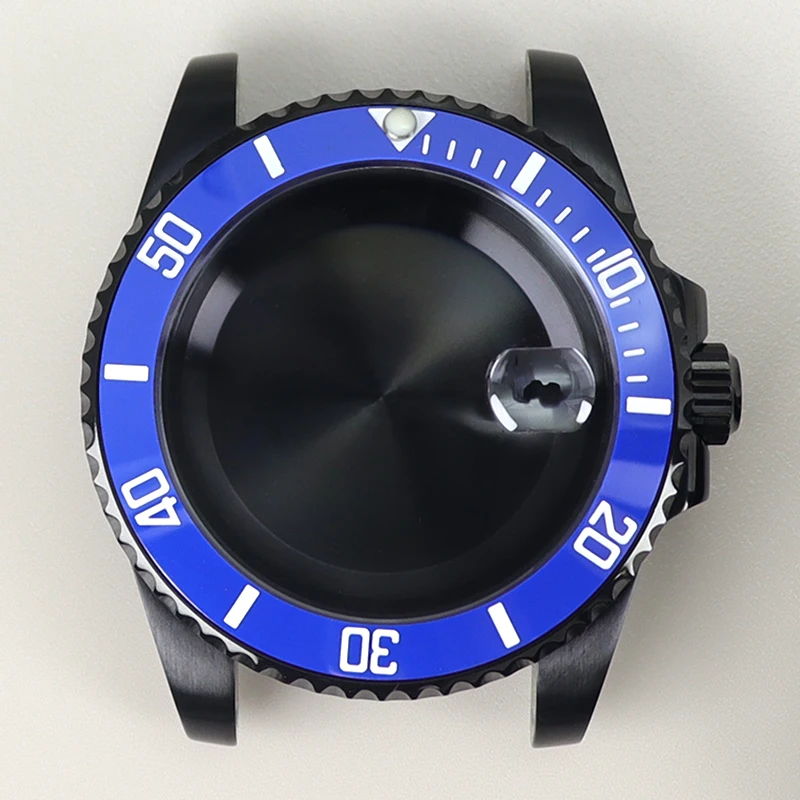 40 mm Uhrengehäuse Schwarz/Blau/Grün Keramiklünette für NH35 NH36 NH38 Miyota 8215 ETA 2824 PT5000 Uhrwerk Saphirglas Wasserdicht