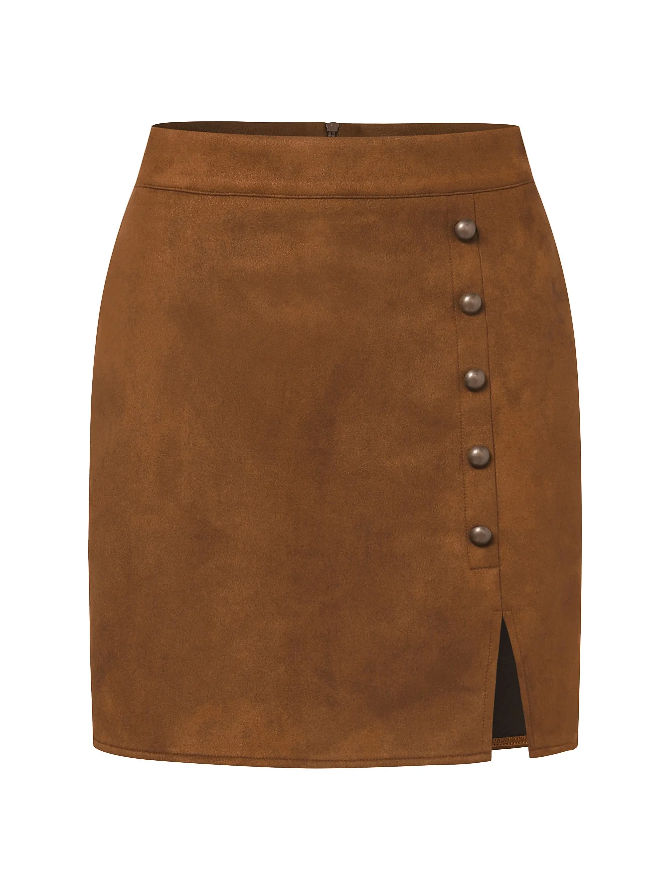 

New In Autumn Winter Women's Solid Suede High Waist Office Wear Professional Lady Skirt Metal Buckle Bodycon Sexy Short Skirts