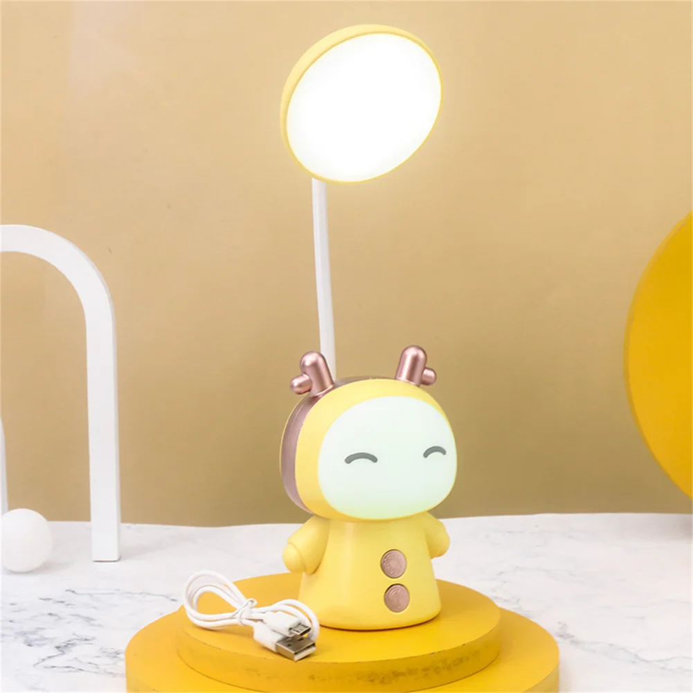 Simpatica lampada da tavolo a LED con porta di ricarica USB lampada da lettura dimmerabile con regolazione universale a 360 ° per regali di compleanno per bambini