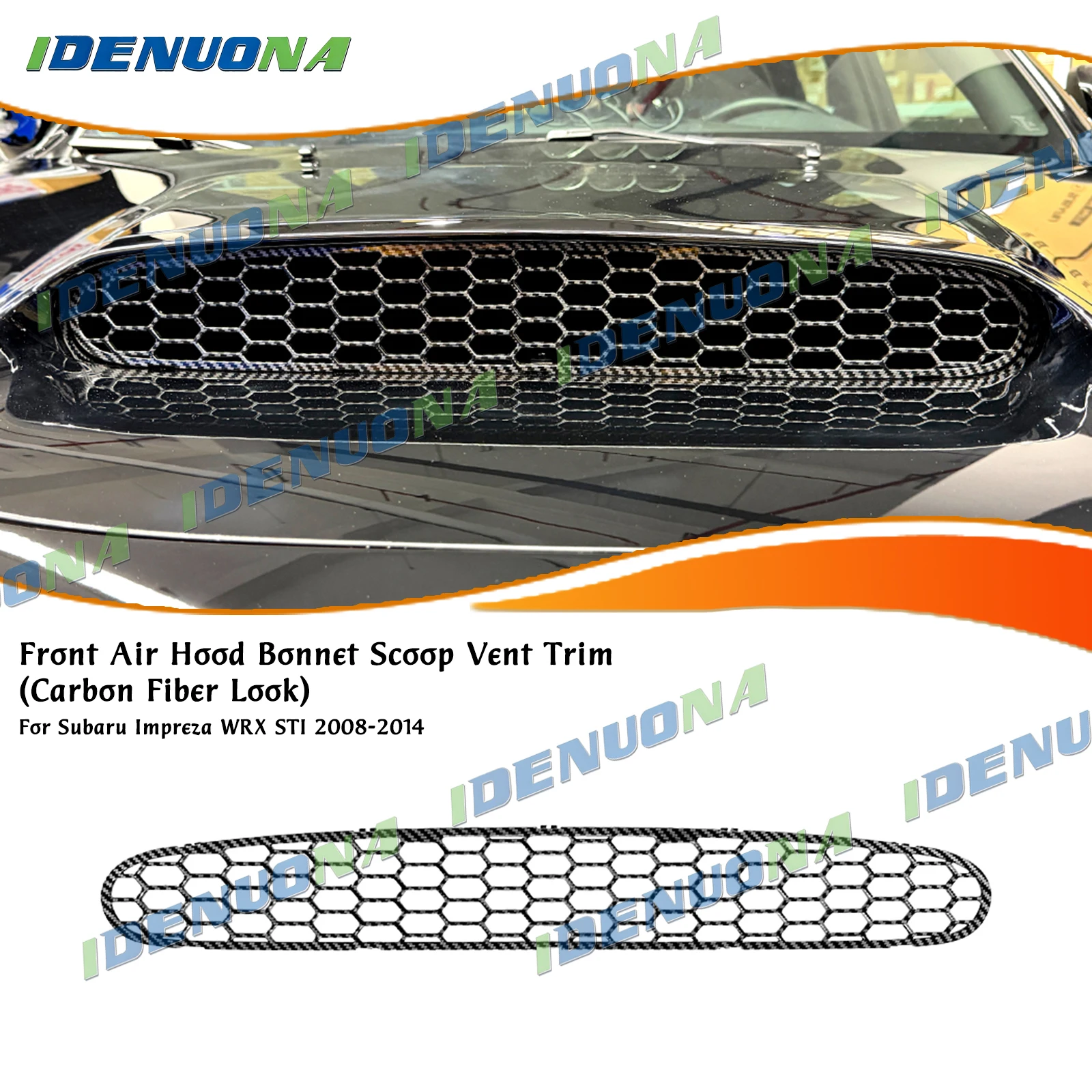 

Gloss Black/Carbon Fiber Look Front Hood Air Flow Intake Vent Trim For Subaru Impreza WRX STI 2008-2014 Bonnet Scoop Dust Grill