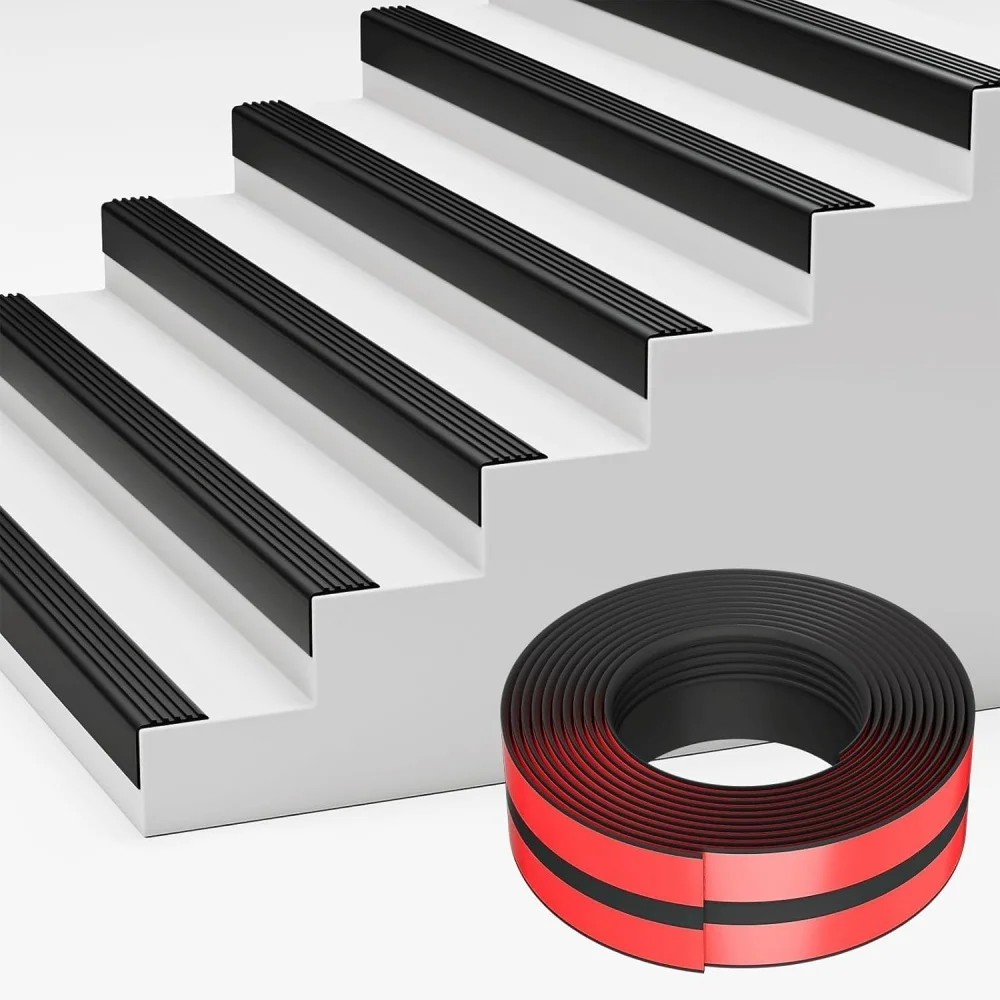 Nez d'escalier en forme de L, 1 pièce, 2m x 109mm, nez d'escalier en caoutchouc, protection de bord d'escalier auto-adhésif antidérapant, bandes antidérapantes imperméables