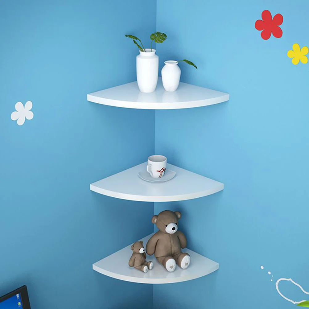 

3 PCS/Set Corner Floating Shelves Wall Decoration Rounded Hanging Shelf Mounted for