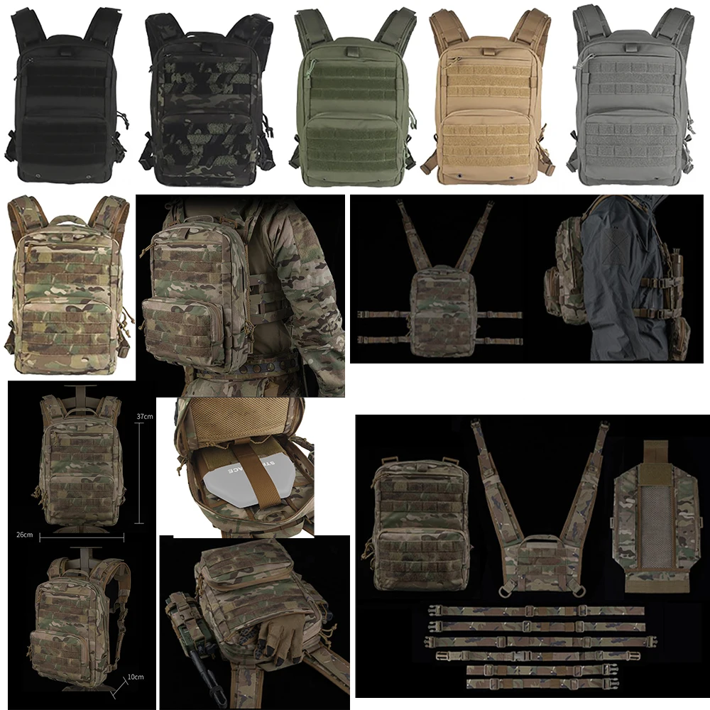 

Outdoor Tactical Back Panels R Series Style Modular Backpack Multifunctional ZIP Pack Set for Hunting Vest Plate Carrier