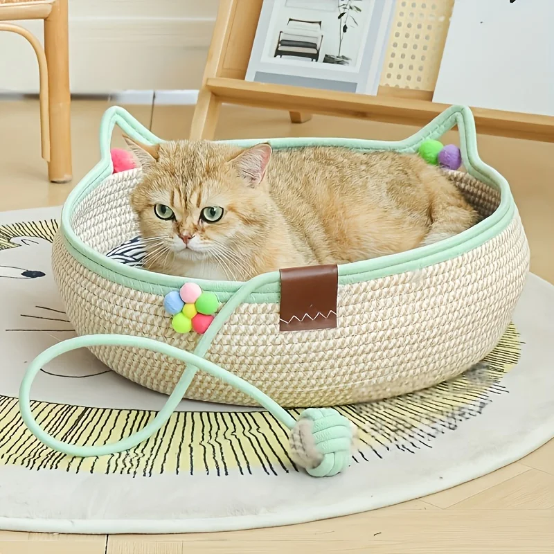 Woven Rattan Cat Bed Basket 2