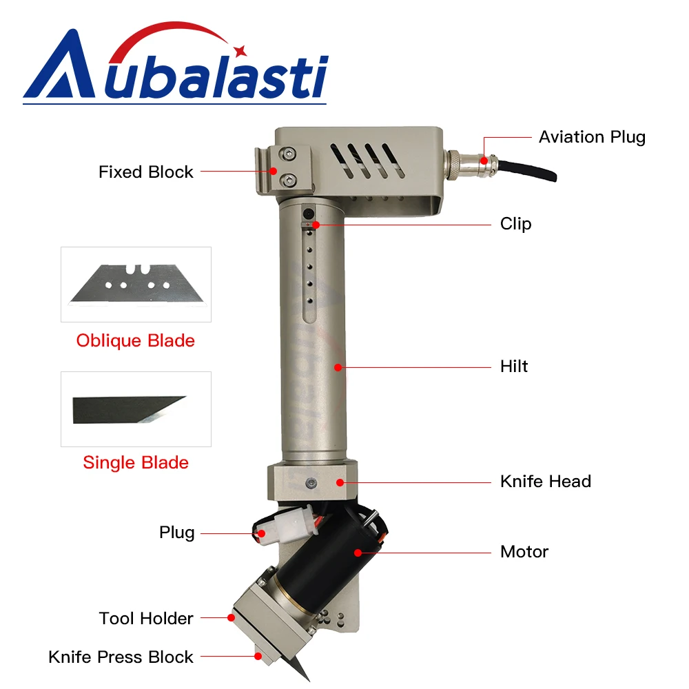 Aubalasti Vibrating Oblique Knife Cutter Thickness 17mm Vibrating Knife Head for Soft Glass PVC Honeycomb Board and KT Coard