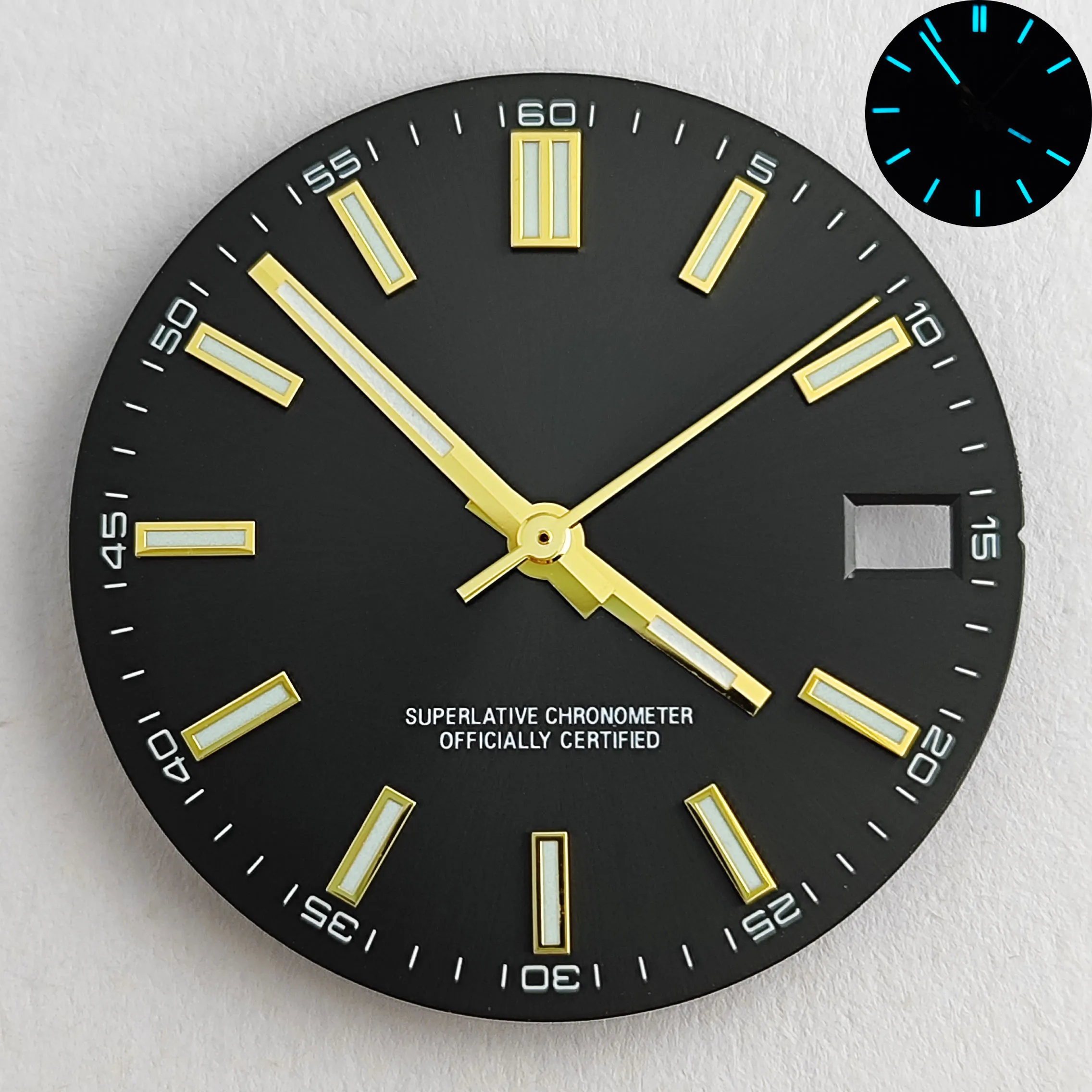 NH35 dial NH35 watch dial blue-green luminous suitable for NH35 movement NH35 watch hands