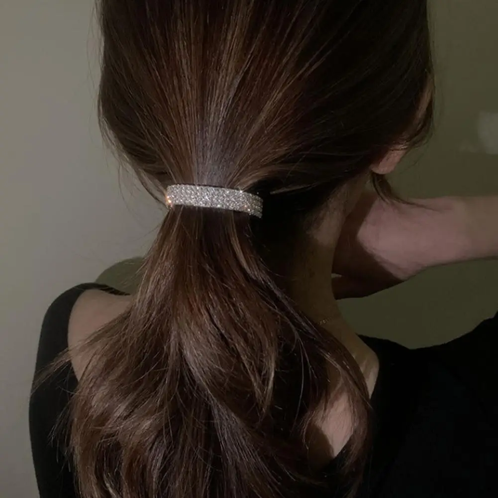 Horquilla de cola de caballo baja para mujer, soporte de cola de caballo medio atado, Clip de diamantes de imitación brillantes, garras para el cabello, accesorios para el cabello suaves de moda