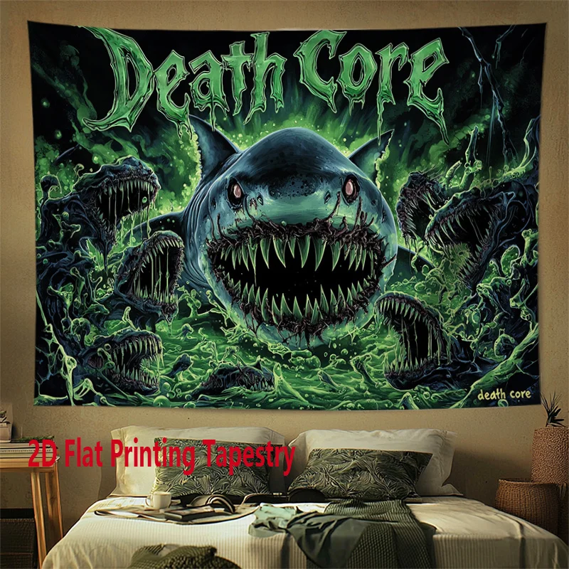 Shark attack in deep sea Digital printing polyester wall tapestry suitable for use in living rooms bedrooms offices bars party