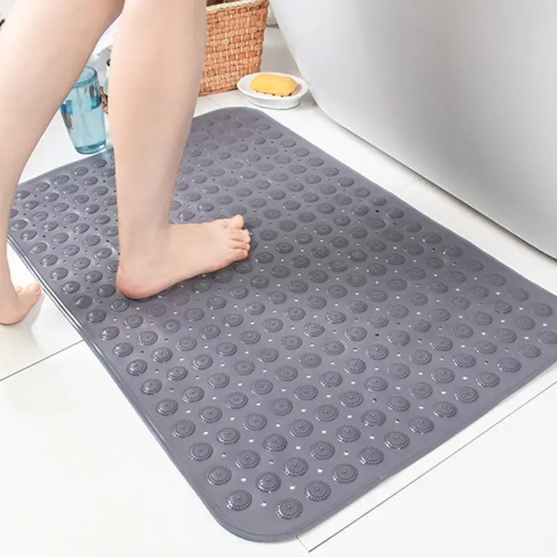 

Solid Non-Slip Bath Tub Mats Massage Foot Pad Suction Cup Drain Hole Machine Washable Solid Shower Floor Mats for Bathroom