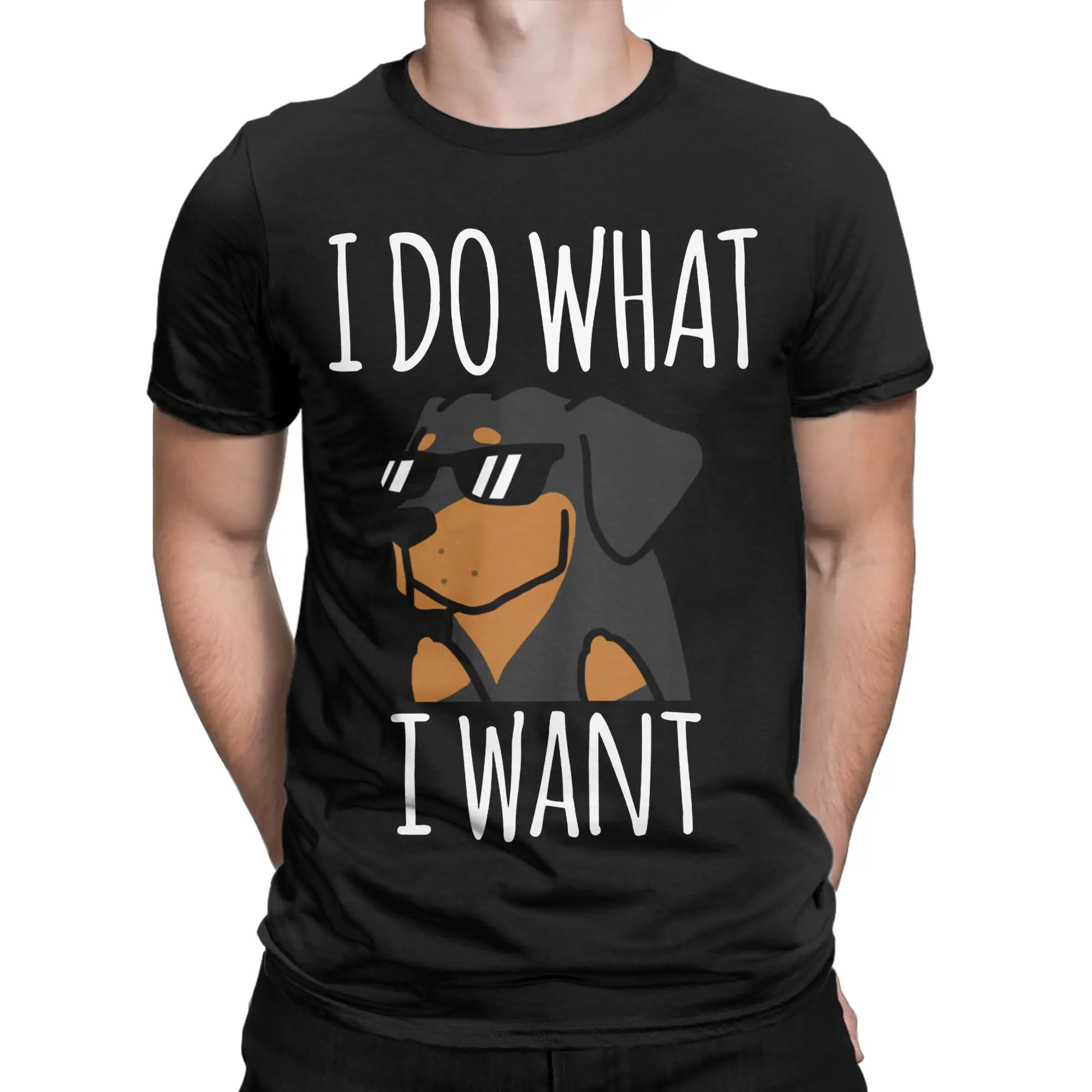 Funny I Do What I Want Rottweiler Dog T-Shirts Men  Vintage Cotton Tees O Neck Short Sleeve T Shirts Printed Clothes