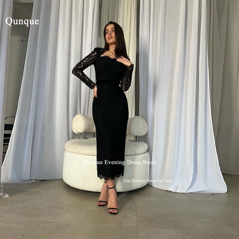 

Qunque Dubai Arabic Women Mermaid Evening Dresses Long Sleeves Lace Prom Gowns Formal Party Dresses Vestidos De Gala Customized