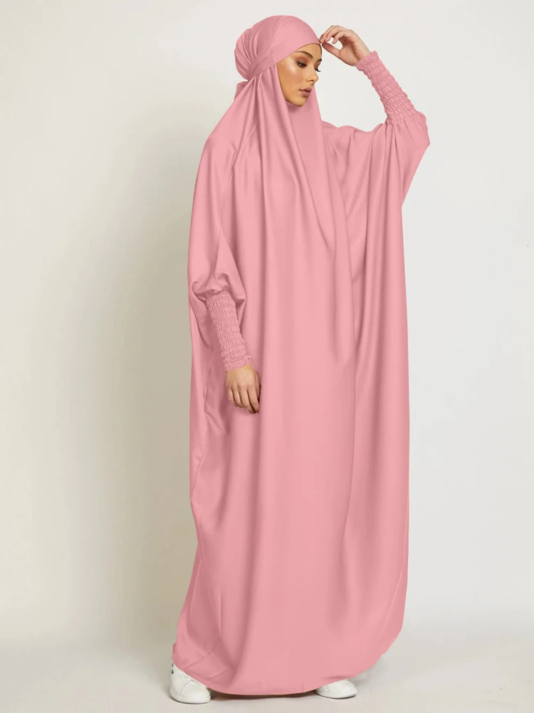 Vestido de oração muçulmano de peça única para mulheres, Abaya com capuz, manga para blusa, roupa islâmica, Dubai, Arábia Saudita, túnica preta, turco, modéstia