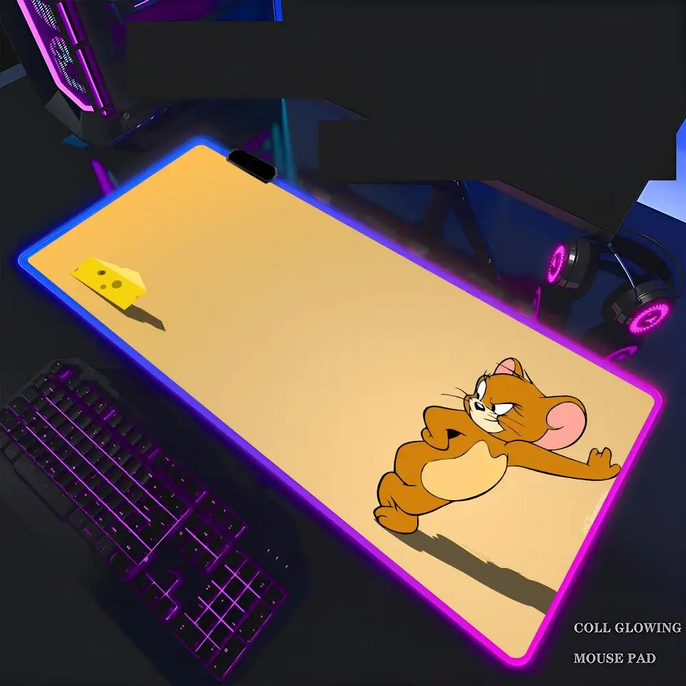 

T-Tom and Jerry Mouse Pad Mousepad Rgb Mouse Pad Gaming Backlight Pc Accessories Gamer Keyboard Backlit Mat Desk Protector Mats 70x40cm Xxl Large Anime