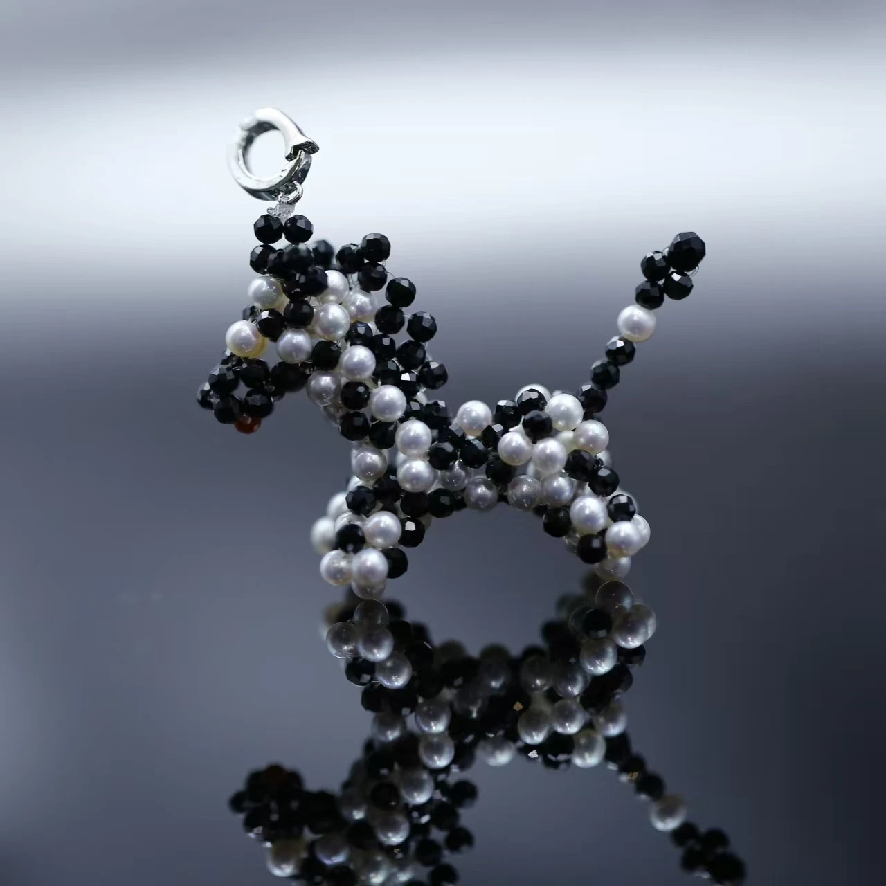 

Natural Freshwater Aurora AK Paired With Black Agate Hand-woven Ponytail Horse Pearl Pendant Fine Jewelry Making