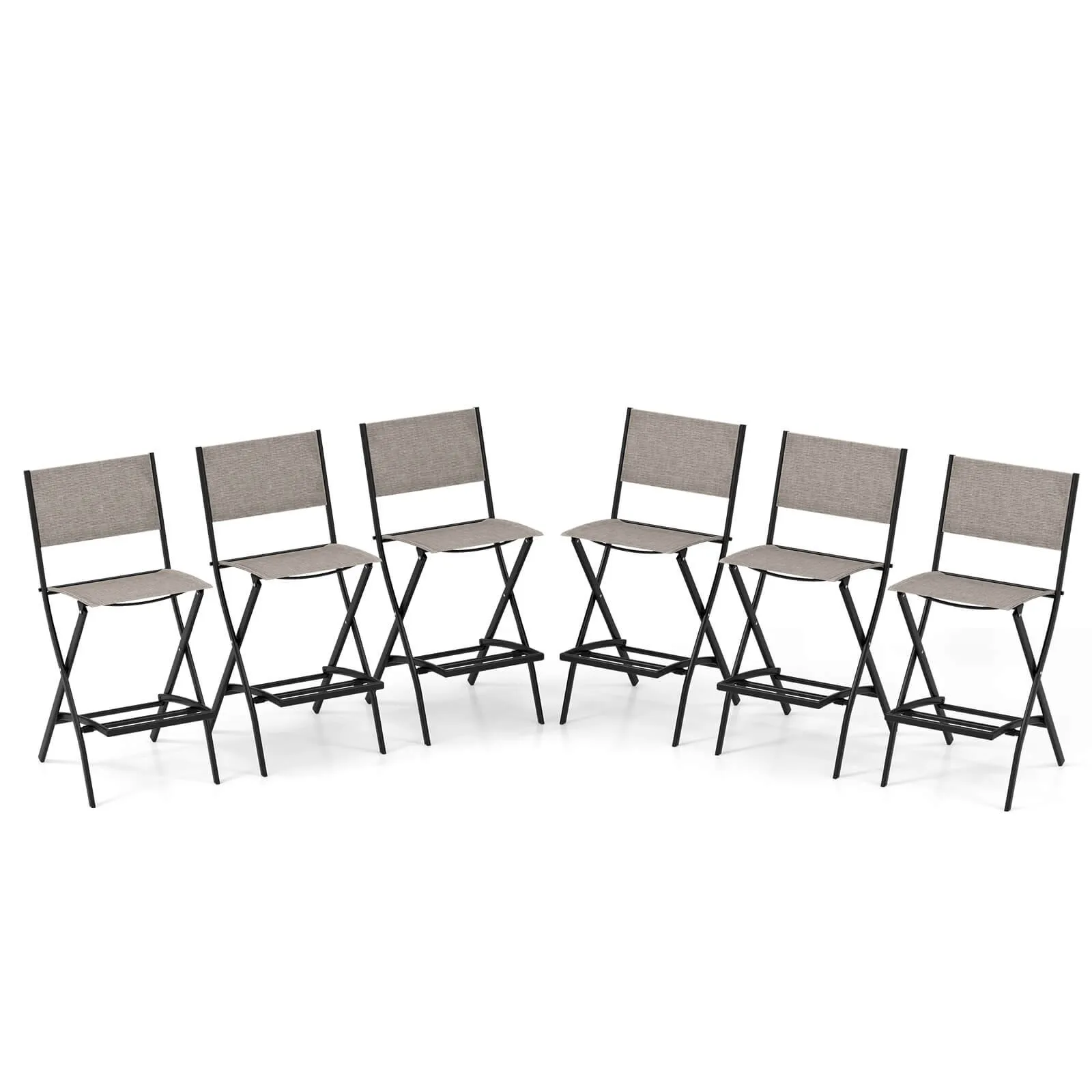 

Set of 6 Outdoor Bar Chair Folding Bar Height Stool with Metal Frame Coffee