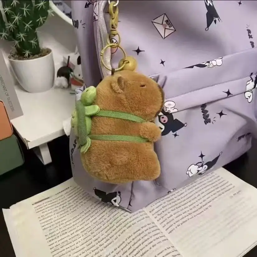 Bonito capivara chaveiro de pelúcia mochila pingente brinquedo carro chaveiro decoração acessórios kawaii boneca de pelúcia crianças presente aniversário