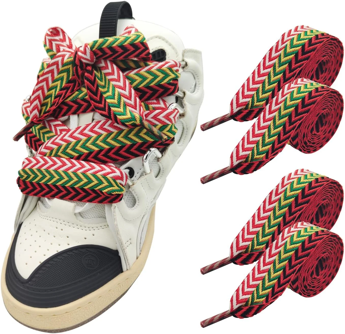 NEW 1.5CM Width Thick Shoe Laces for Sneakers - Fat Shoelaces Strings for Replacement Two-color Pattern Unisex Shoes Accessories