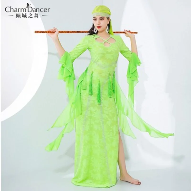 فستان Saidi ملابس الرقص الشعبي للنساء ملابس رقص البطن الفاخرة الأزهار الدانتيل مرحلة الأداء ارتداء أسود أبيض أخضر 2025 #4