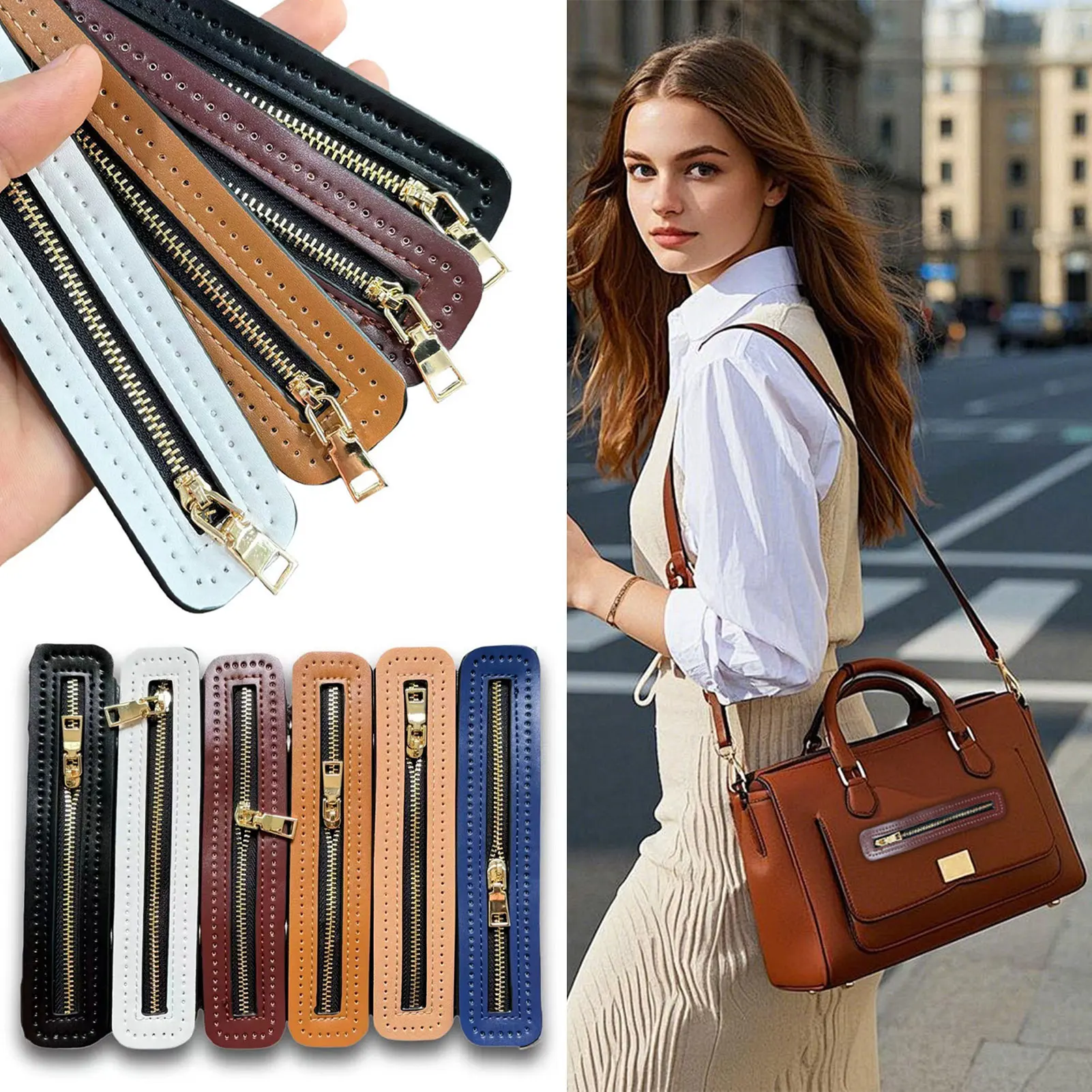 Leder-Reißverschluss, Häkel-Reißverschluss mit Löchern, handgefertigter Taschen-Reißverschluss für DIY-Näh-Bastelprojekte. Handgefertigter Taschen-Reißverschluss, Nähzubehör