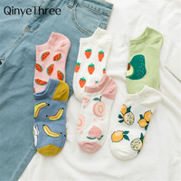 Girls Fashion Summer Funny Cute Cartoon Happy Fruit Socks Avocado Strawberry Watermelon Banana Lemon Peach Sokken