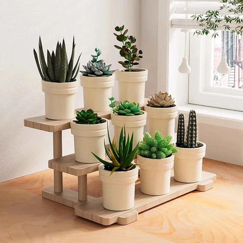 رفوف النباتات الخشبية الحديثة سلم زهرة الجرف شرفة سطح المكتب رفوف النباتات ديكور داخلي الأثاث Supporto Per Piante FYPS