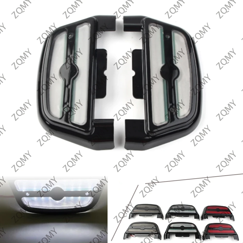 Motorcycle Passenger Footboard Floorboard Cover With Light For Harley Touring Road King for Dyna 2006-up & FL Softail 1986-up