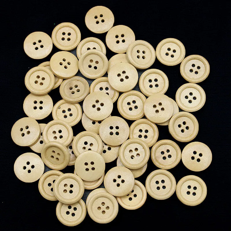 

(50Pcs/pack) 2cm 4-Hole Wooden Button Painted Buttons Clothing Accessories DIY Decoration By Hand Holiday Decorations