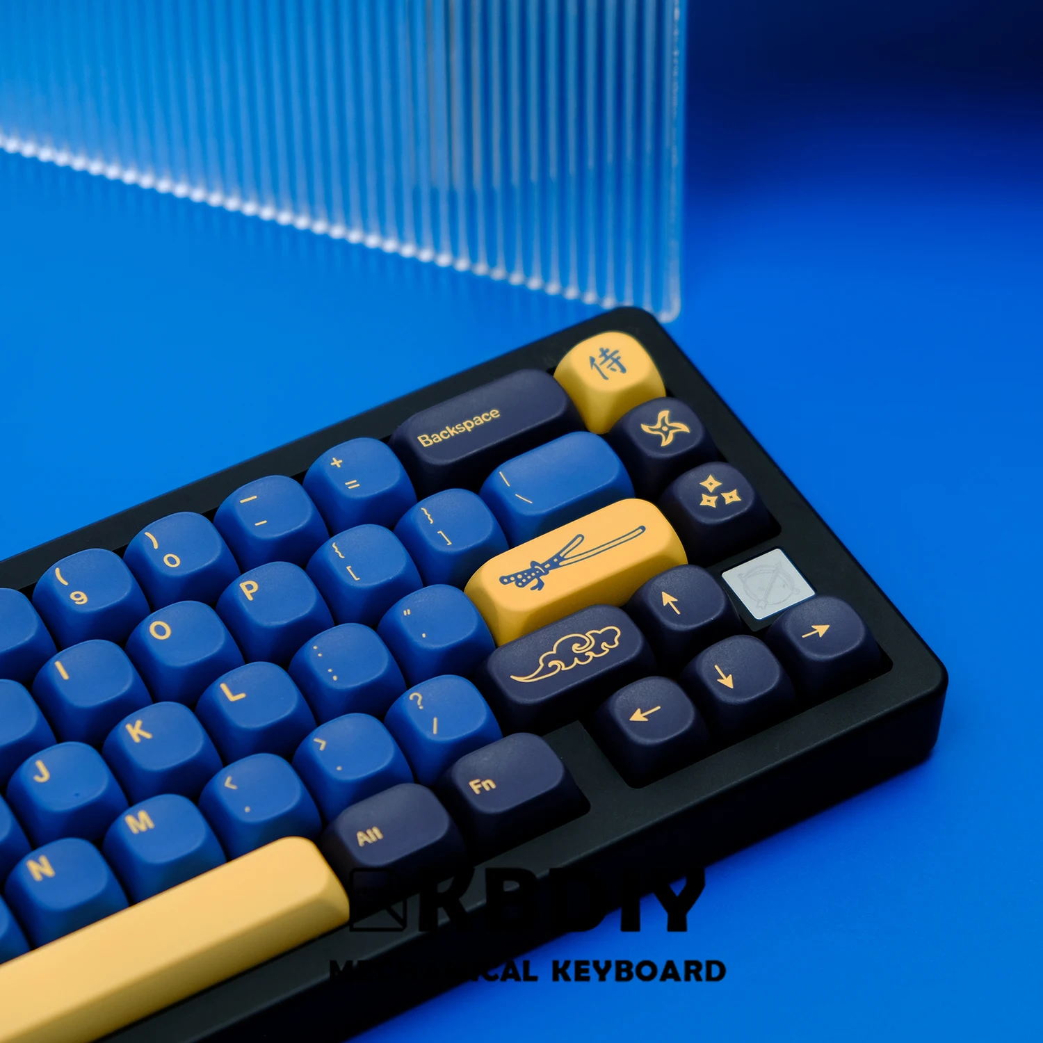 Imagem -05 - Kbdiy-teclas Kara para Teclado Mecânico Gmk Blue Samurai Teclas Personalizadas Pbt para Interruptores mx Cinco Lados 130 Teclas