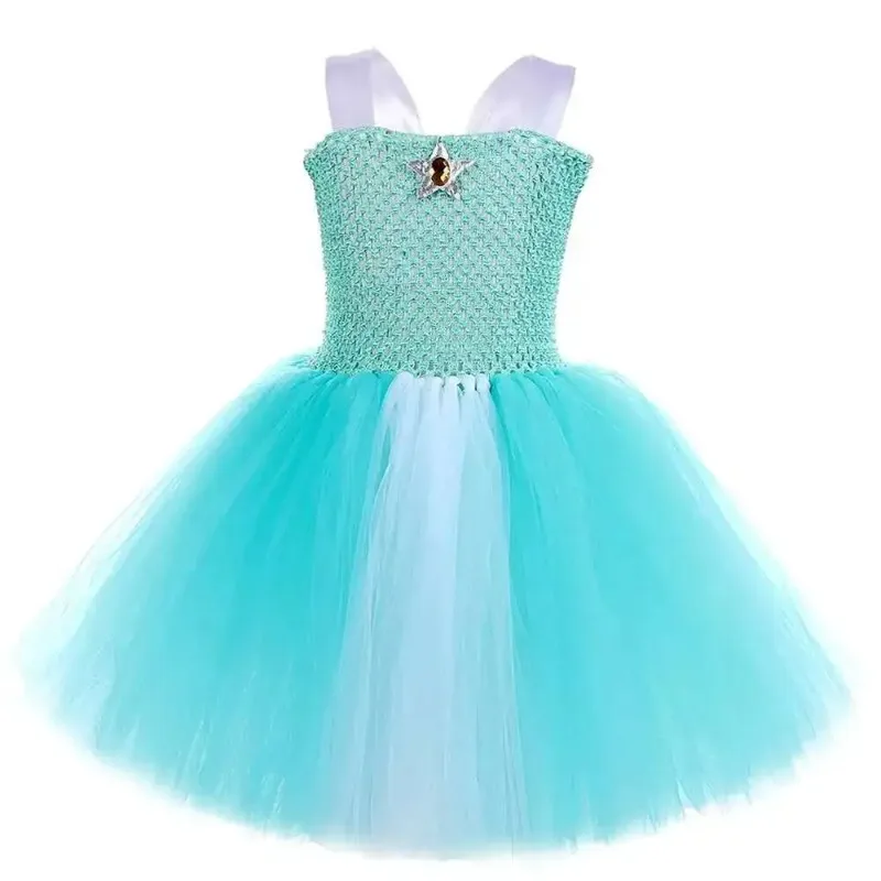Toddler Girls Green Princess Dress Soft Fluffy Mesh Tulle Ballet Tutu Skirt Complete Accessory Set Kids Halloween  Party Outfit