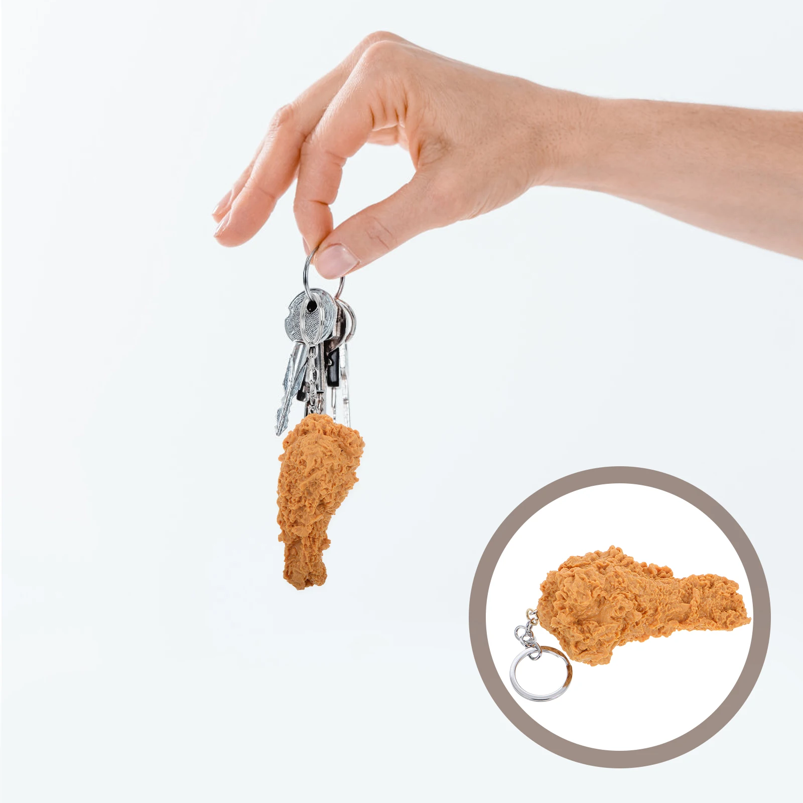 

Creative Chicken Leg Pendant Car Charm Fries Keychain Metal' Cool Keychains Student Cute Handbag