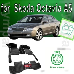 Custom Automotive Car Floor Mats For Skoda Octavia A5 2004 2005 2006 2007 Auto Luxury Leather Men Women Car Mats Full Coverage