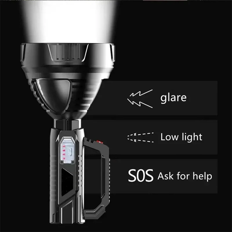 High Power LED Flashlight USB Rechargeable Powerful Spotlight Searchlight Waterproof Fishing Lantern Torch Portable Camping Lamp