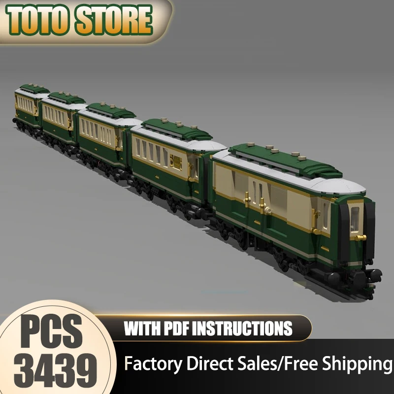 

Модель железнодорожного поезда Moc, строительные кирпичи, 5-набор кареток, модель здания, технология, вид на городскую улицу, модель блоки, игрушка-устровление