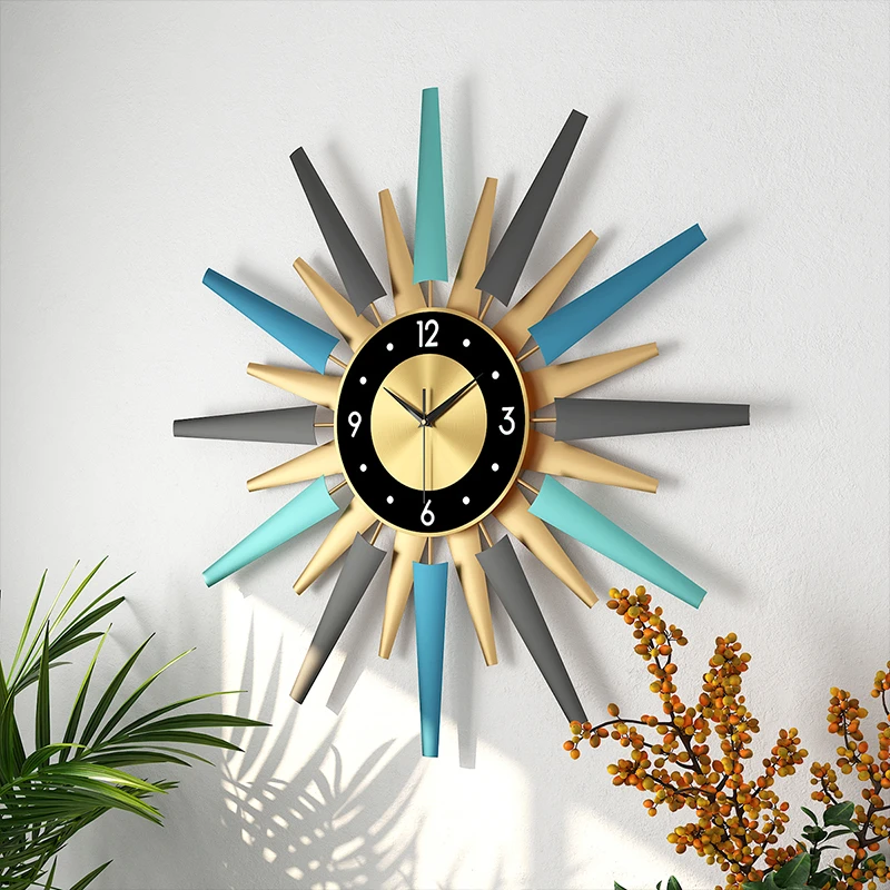 Nordic Light Luxury Large Wall Clocks 60cm Metal Round Wall Decor Silent Clocks Fashion Living Room Restaurant Office Decoration