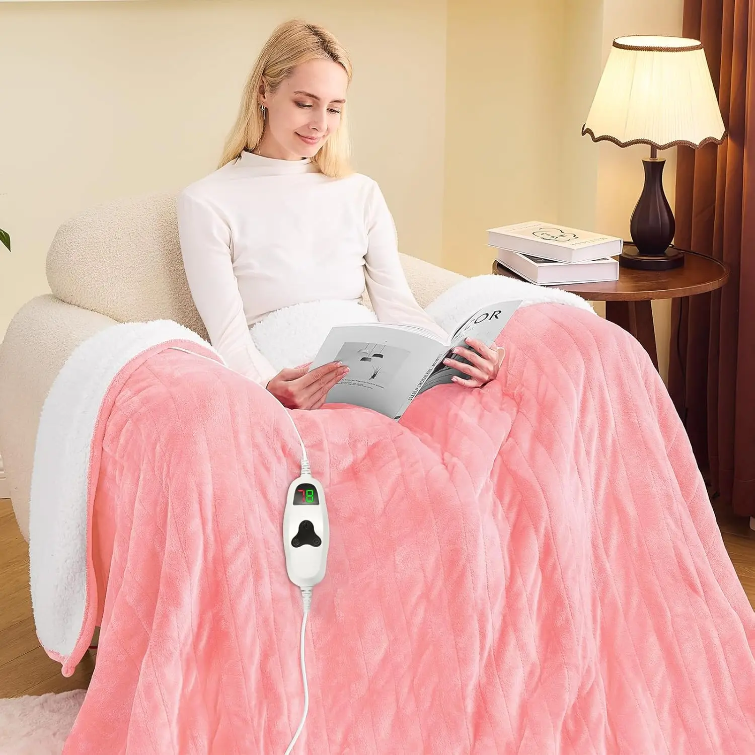 

Electric Heated Blanket Twin Size 62x84, 10 Heat Levels & Auto-Off Timer, Soft Flannel Sherpa for Winter Warmth