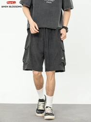 HANLU 2025 Summer Men's fashion Cargo Shorts Men Streetwear with pockets Embroidery Casual Workwear Hip-Hop Oversized Shorts